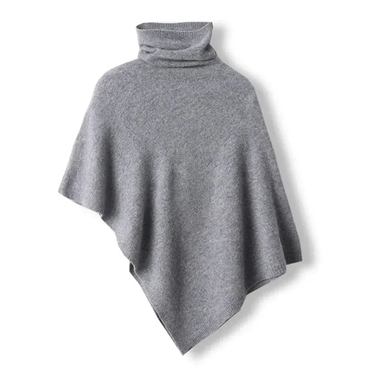 Soft Womens Wool Poncho - Turtleneck, Pointed Hem, Layering