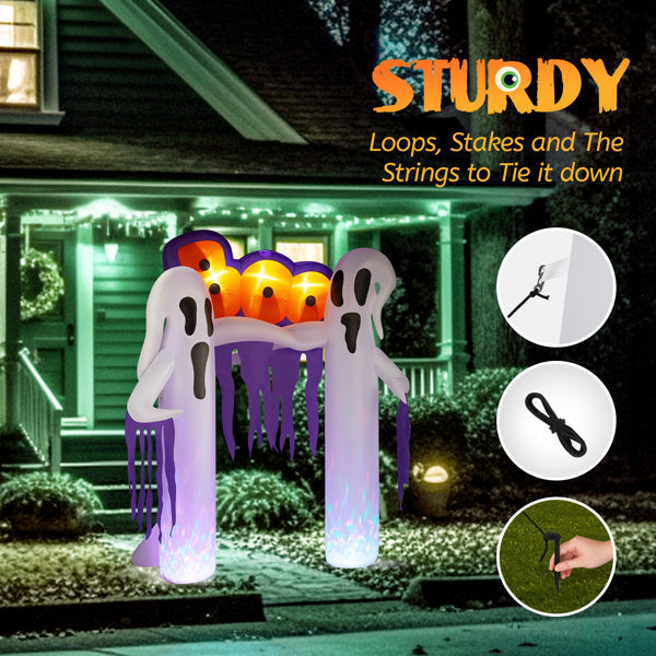 9.8ft White Ghost Arch Inflatable Halloween Yard Decor
