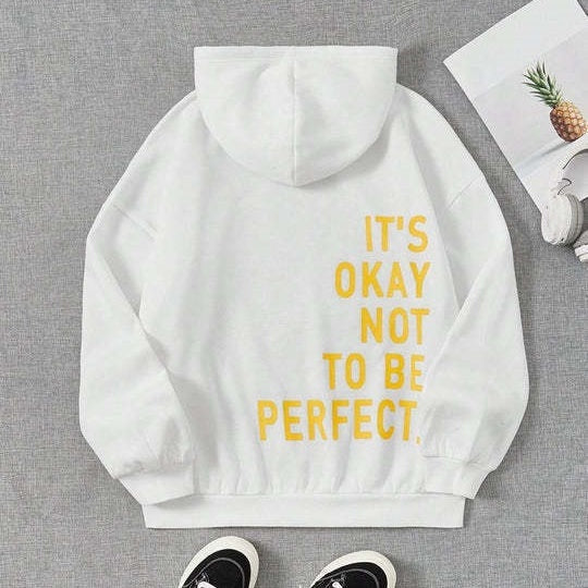 Oversized Women’s Hoodie - Relaxed Back Slogan Cotton Blend