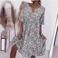Elegant Knee-Length Summer Dress - Comfortable and Stylish Floral Design for Casual Wear, Perfect for Daytime Outings