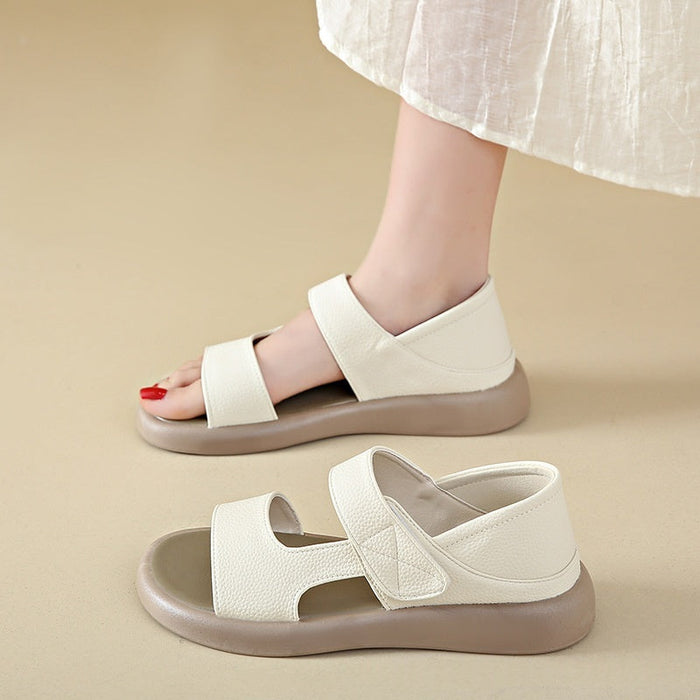 Lightweight Women's Round-Toe Flat Sandals – Roman Style, Microfiber Upper, For Everyday Wear