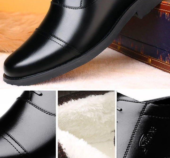Warm Cozy Mens Ankle Boots - Cap Toe, PU Leather, Winter