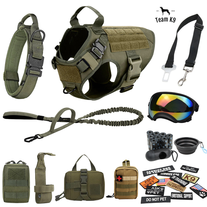 Tactical Dog Harness No-Pull With Front And Back D-Rings Quick-Release Buckles Top Handle Heavy-Duty Training