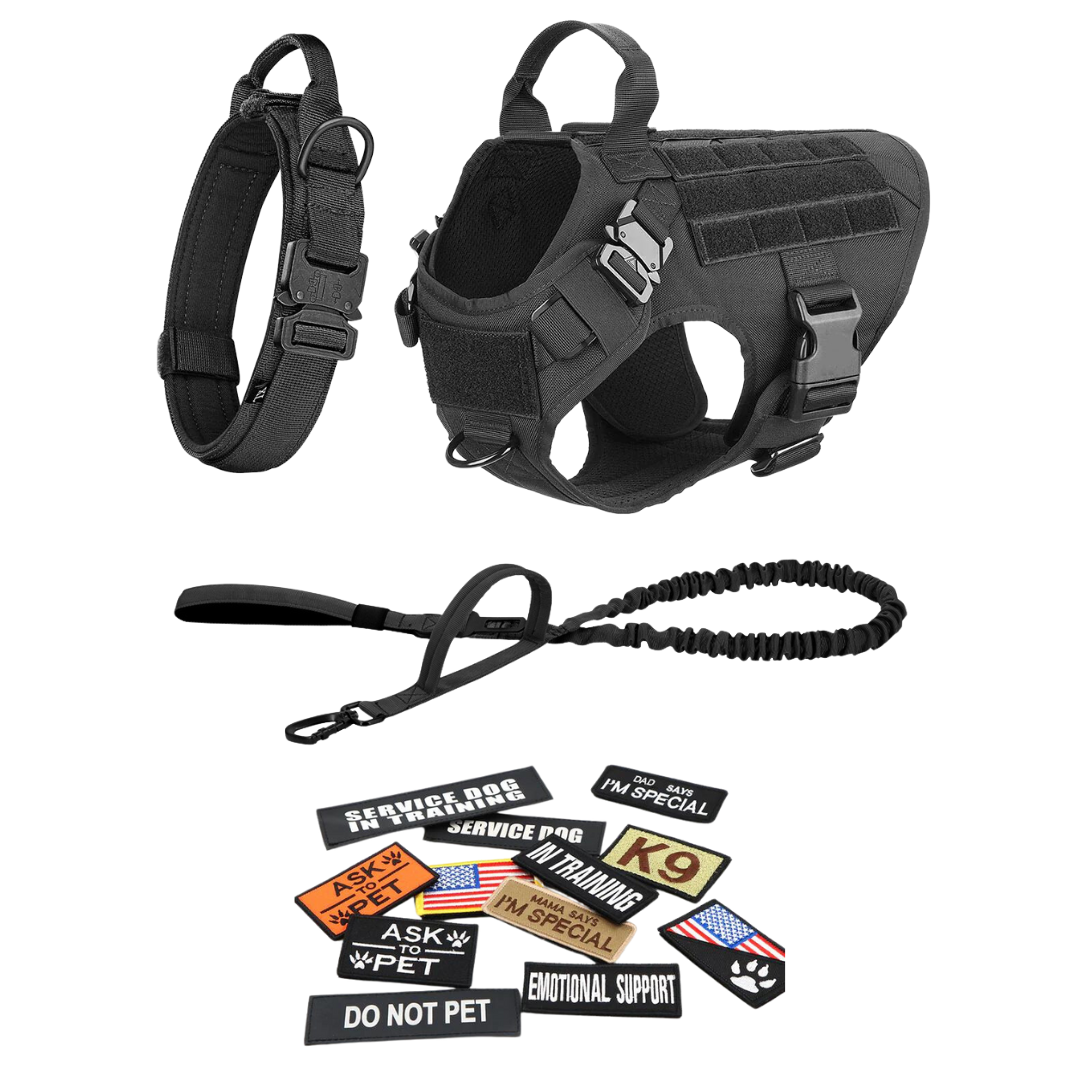 Tactical Dog Harness No-Pull With Front And Back D-Rings Quick-Release Buckles Top Handle Heavy-Duty Training