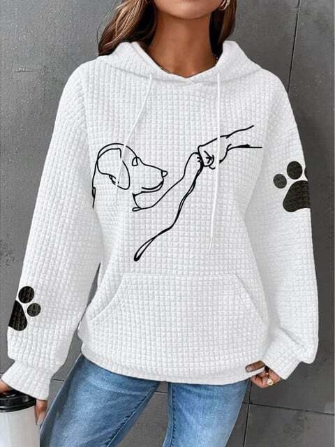 Warm Womens Hoodie - Relaxed Oversized Waffle Knit Casual