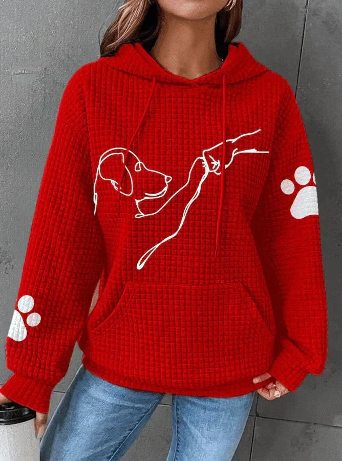 Warm Womens Hoodie - Relaxed Oversized Waffle Knit Casual