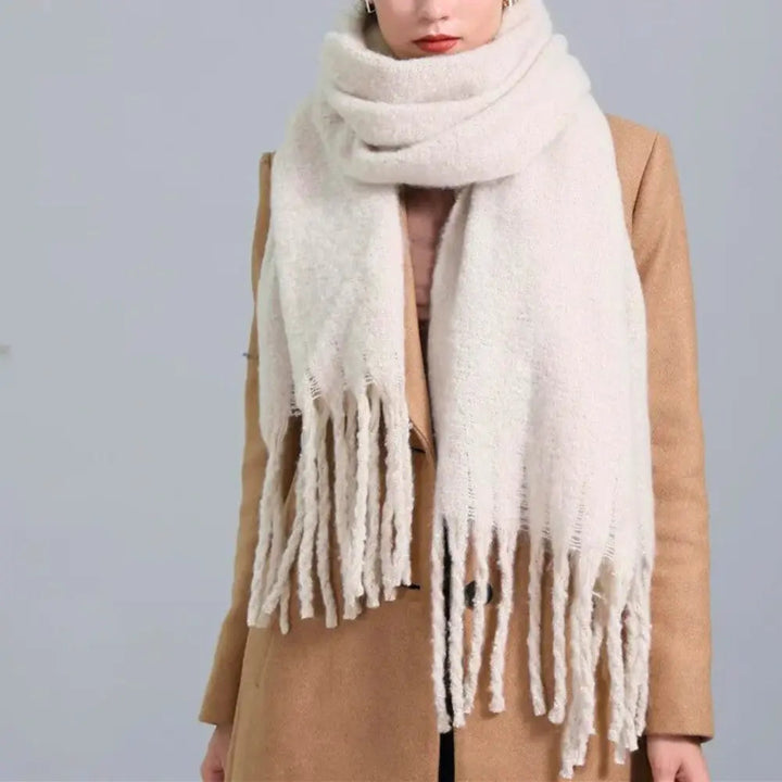 Warm Women’s Oversized Scarf - Tassel Knit Plush For Winter