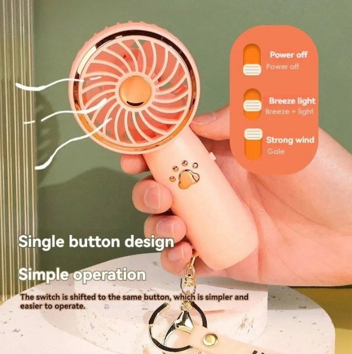 Summer New Mini Fan - Cute Cartoon Portable USB Handheld Fan for Students, Ideal Outdoor Cooling Solution