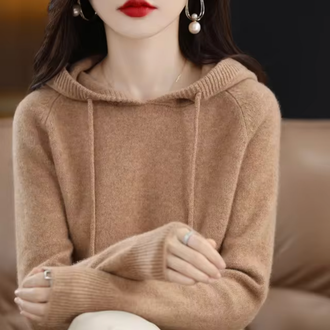 Warm Cozy Womens Knit Hoodie - Relaxed Fit, Soft Knit