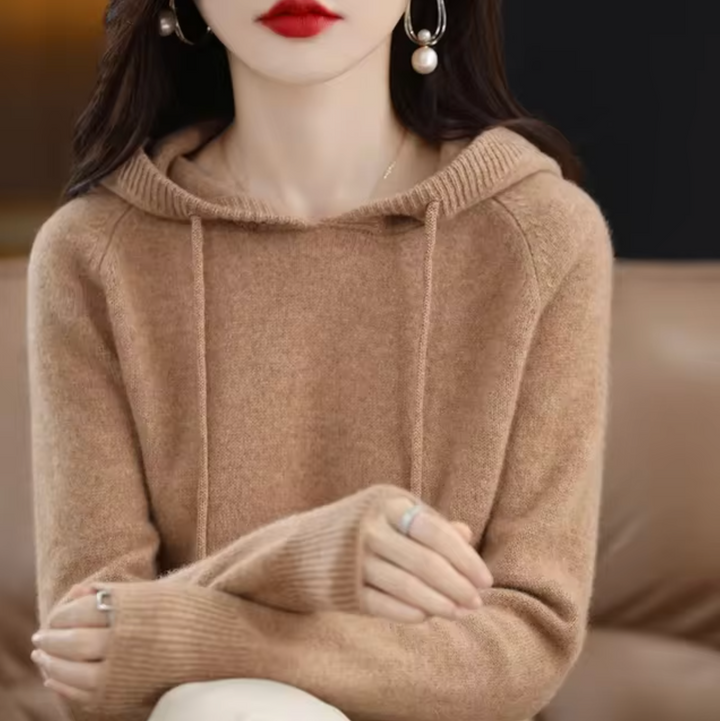 Warm Cozy Womens Knit Hoodie - Relaxed Fit, Soft Knit